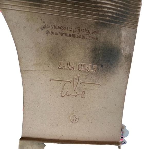 Zara Boho Lace Up Flat Sandals Size 37 Girl's - Picture 6 of 8